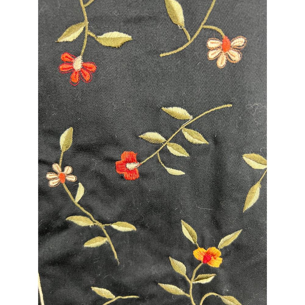 Vintage Bobbie Brooks Black Embroidered Floral Cotton Vest Womens Large 12 14 - Picture 2 of 7